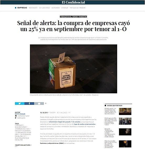 Seal de alerta: la compra de empresas cay un 25% ya en septiembre por temor al 1-O